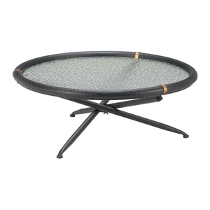 Zuo Modern Aneis Round Glass/Wood/Steel Coffee Table, Black