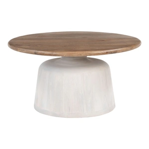 Zuo Modern Goblet Round Wood Coffee Table, Brown & White