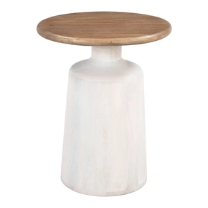 Zuo Modern Goblet Round Wood Side Table, Brown & White