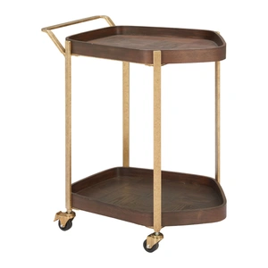 Zuo Modern Stela Walnut Veneer/Steel Bar Cart, Walnut