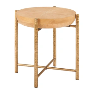 Zuo Modern Halva Round Wood Veneer MDF/Steel Side Table, Natural