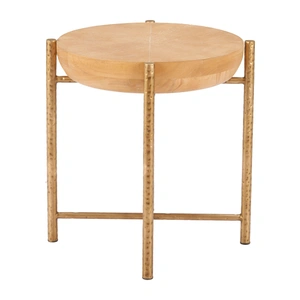 Zuo Modern Halva Round Wood Veneer MDF/Steel Side Table, Natural