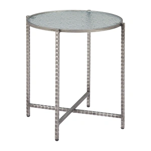 Zuo Modern Vetro Round Glass/Steel Side Table, Silver