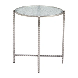 Zuo Modern Vetro Round Glass/Steel Side Table, Silver