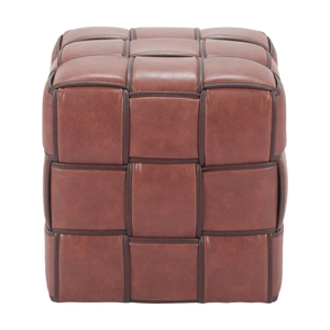 Zuo Modern Zare Square Faux Leather Ottoman, Brown