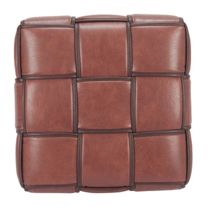 Zuo Modern Zare Square Faux Leather Ottoman, Brown