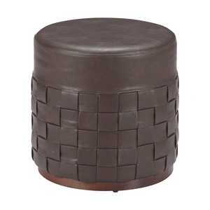 Zuo Modern Filo Round Faux Leather Ottoman, Espresso
