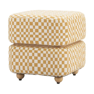 Zuo Modern Haki Square Polyester/Wood Ottoman, Multicolor