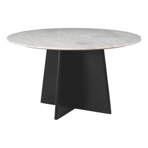 Zuo Modern Strela Round Marble/Wood Dining Table, White & Black
