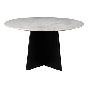 Zuo Modern Strela Round Marble/Wood Dining Table, White & Black