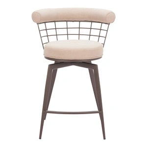 Zuo Modern Saku Polyester/Steel Swivel Counter Stool, Beige & Brown