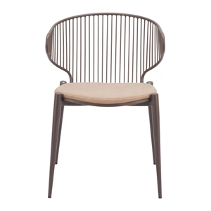 Zuo Modern Silues Faux Leather/Steel Dining Chair, Taupe & Brown (Set of 2)