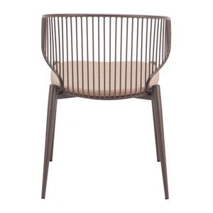 Zuo Modern Silues Faux Leather/Steel Dining Chair, Taupe & Brown (Set of 2)