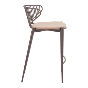 Zuo Modern Silues Faux Leather/Steel Counter Stool, Taupe & Brown (Set of 2)