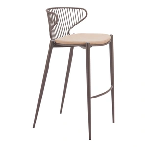 Zuo Modern Silues Faux Leather/Steel Barstool, Taupe & Brown (Set of 2)