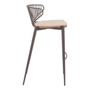 Zuo Modern Silues Faux Leather/Steel Barstool, Taupe & Brown (Set of 2)
