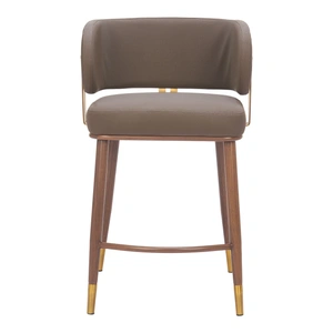 Zuo Modern Brew Faux Leather/Steel Counter Stool, Brown & Walnut