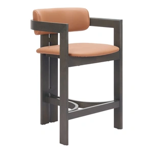 Zuo Modern Shaili Faux Leather/Wood Counter Stool, Brown