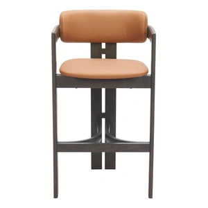 Zuo Modern Shaili Faux Leather/Steel Swivel Barstool, Brown