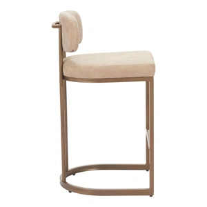 Zuo Modern Velar Faux Leather/Steel Counter Stool, Beige (Set of 2)