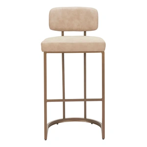 Zuo Modern Velar Faux Leather/Steel Barstool, Beige (Set of 2)
