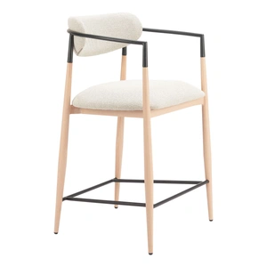 Zuo Modern Equinox Polyester/Steel Counter Stool, Oyster Gray & Natural