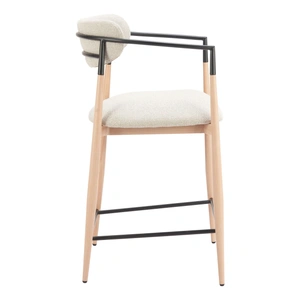 Zuo Modern Equinox Polyester/Steel Counter Stool, Oyster Gray & Natural