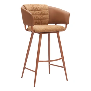 Zuo Modern Juno Polyester/Faux Leather/Steel Barstool, Brown (Set of 2)