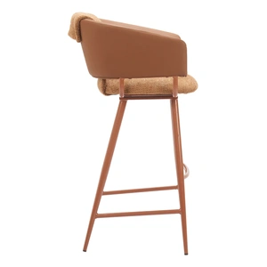 Zuo Modern Juno Polyester/Faux Leather/Steel Barstool, Brown (Set of 2)