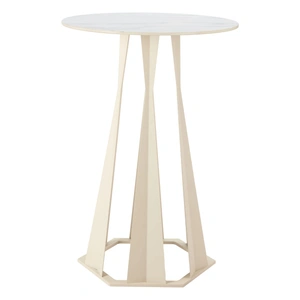 Zuo Modern Axis  Round Faux Marble/Steel Bar Table, White