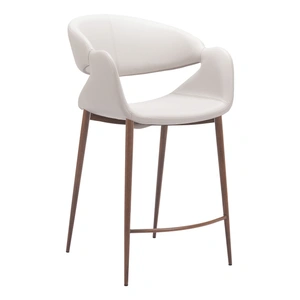 Zuo Modern Limay Faux Leather/Steel Counter Stool, Beige & Walnut