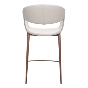 Zuo Modern Limay Faux Leather/Steel Counter Stool, Beige & Walnut