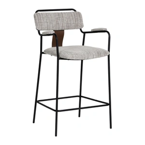 Zuo Modern Couva Chenille/Steel Counter Stool, Gray Tweed (Set of 2)