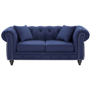 Meridian Furniture Chesterfield Linen Loveseat in Blue