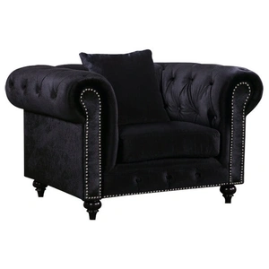 Meridian Furniture Chesterfield Velvet Chair in Black