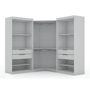Manhattan Comfort Mulberry Open 3 Sectional Wardrobe Corner Closet w/4 Drawers
