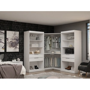Manhattan Comfort Mulberry Open 3 Sectional Wardrobe Corner Closet w/4 Drawers