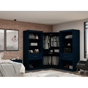 Manhattan Comfort Mulberry Open 3 Sectional Wardrobe Corner Closet w/4 Drawers