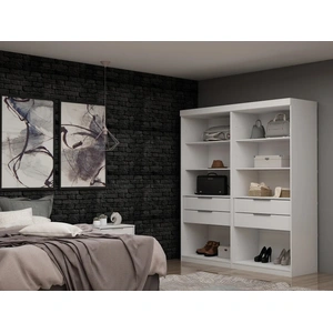 Manhattan Comfort Mulberry Open 2 Sectional Wardrobe Closet w/4 Drawers, Set of 2 