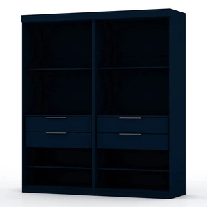 Manhattan Comfort Mulberry Open 2 Sectional Wardrobe Closet w/4 Drawers, Set of 2 