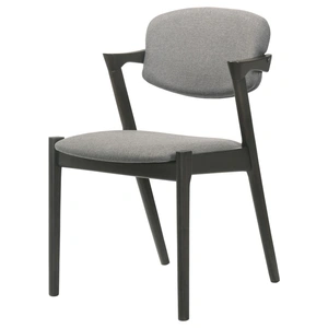 Coaster Stevie Fabric Side Chair with Demi Arm, Brown Grey/Black (Set of 2)
