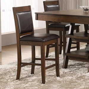 Coaster Dewey Leatherette Counter Chair with Wood Base, Brown/Walnut (Set of 2)