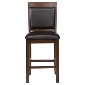 Coaster Dewey Leatherette Counter Chair with Wood Base, Brown/Walnut (Set of 2)