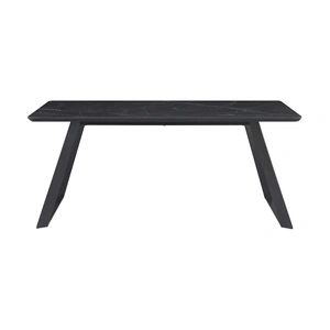 Coaster Smith Rectangle Ceramic Top Dining Table with Metal Base, Black/Matte Gunmetal