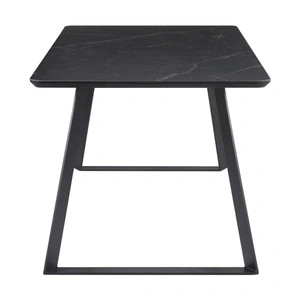 Coaster Smith Rectangle Ceramic Top Dining Table with Metal Base, Black/Matte Gunmetal