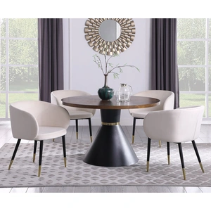 Meridian Furniture Sheridan 48-inch Round Wood Veneer Dining Table with Matte Black Metal Base