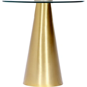 Meridian Furniture Glassimo 18-inch Round Glass End Table with Brushed Gold Base