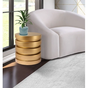 Meridian Furniture Levels Round Brushed Iron End Table, Gold