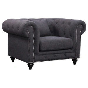 Meridian Furniture Chesterfield Linen Chair in Grey