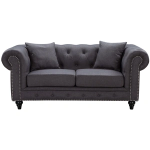 Meridian Furniture Chesterfield Linen Loveseat in Grey